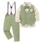 WESIDOM Toddler Boy Clothes Suit Formal Dress Shirt+Bowtie+Vest+Boutonniere+Suspender Pants Boys Gentleman Outfits Set
