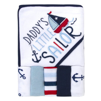 Baby Hooded Towel and Washcloth Set for Infants, Boys and Girls 6-12 Months (Mommy's Mermaid)