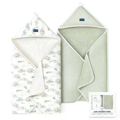 GRSSDER Baby Hooded Towel 2 Pack for Newborn, Super Soft Bath Towels with Original Design, Ultra Absorbent Knit Terry, Large Toddler Towels with Hood for Girls, Shower Gifts for Infant, 34"x 34"
