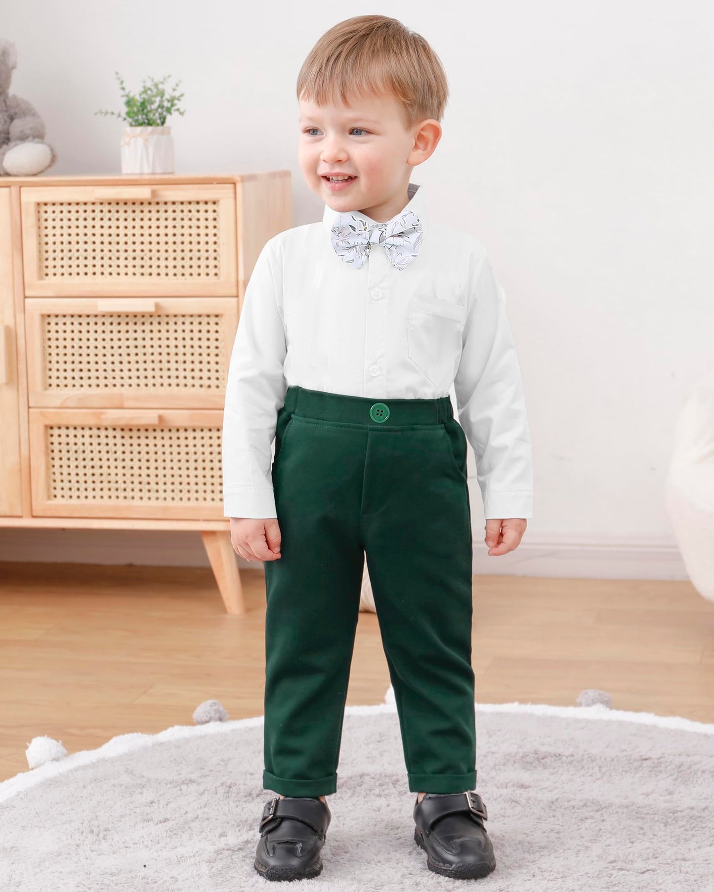 YALLET Baby Boy Clothes Suit 0-24 Months Infant Gentleman Outfits Formal Dress Shirt+Bowtie+Vest+Pants Set Baby Wedding Suits