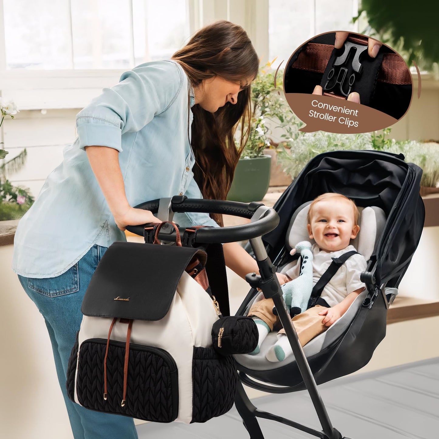 LOVEVOOK Diaper Bag Backpack, Small Baby Bag, Cute Baby Diaper Bag, Stylish Water-Resistant Travel Baby Bag for Mom, Baby Backpack with Changing Pad, Stroller Straps -Khaki