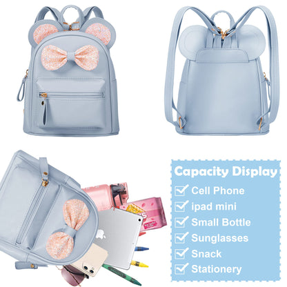 Cutest Toddler Polkadot Bow Mouse Ears Bag Mini Clear Fashion Shoulder Backpack for Teen Toddler Little Girls (clear)