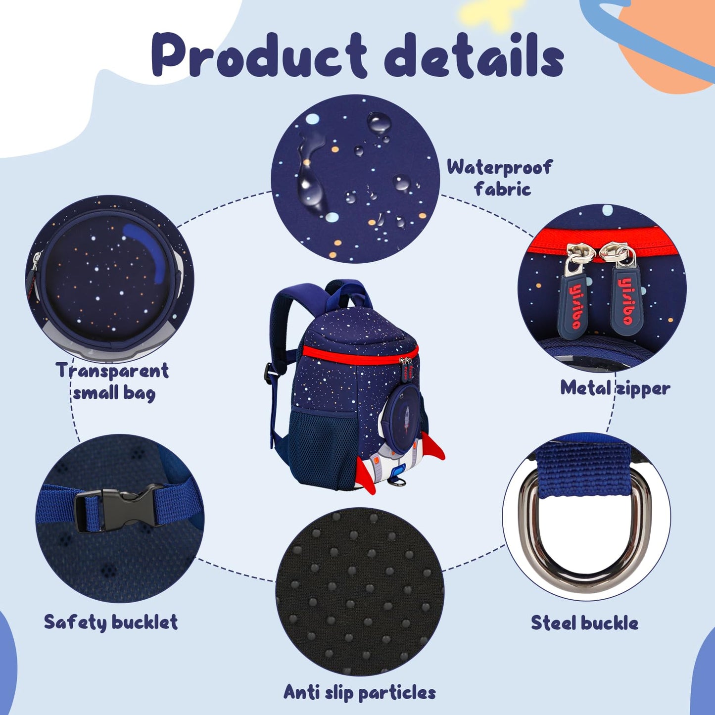 yisibo Rocket Toddler Backpack with Leash,3-6 Years Anti-lost Kids Backpack,Children Backpack for boys girls