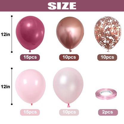 Retro Blush Pink Balloons, 60 Packs 12 Inch Dusty Pink Metallic Chrome Rose Gold White Sand Nude Balloons for Bridal Baby Shower Girls Boho Birthday Wedding Decorations Supplies