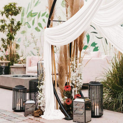 Wedding Arch Draping Fabric 2 Panels 30'' x 18FT Sage Green Sheer Chiffon Arch Drapery for Bridal Shower Backdrop Outdoor Party Church Ceremony