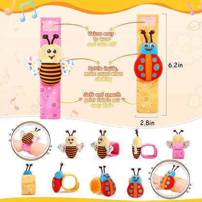 Baby Wrist Rattle Socks and Foot Finder Set Baby Rattles Toys for 0-12 Month, Infant Girl Boy Toys for Babies 3-6 Months, Newborn Hand & Foot Toys for 0 to 9 Months, Baby Easter Gifts