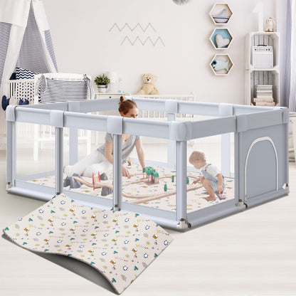 Baby Playpen 50x50 Inch, Play Pens for Babies and Toddlers Baby Fence Baby Play Yards for Indoor & Outdoor with Breathable Mesh Anti-Fall Playpen