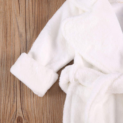 Qiylii Unisex Baby Plush Bathrobe Plain Kimono Gown Newborn Toddler Girls Boys Towel Robe Nightwear Clothes
