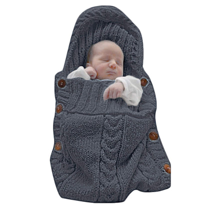 XMWEALTHY Newborn Baby Wrap Swaddle Blanket Knit Sleeping Bag Receiving Blankets Stroller Wrap for Baby(Dark Gray) (0-6 Month)
