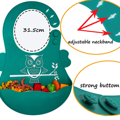 Silicone Suction Plates for Baby Toddler with Spoon Fork set Divided Dinosaurs Plates Self Feeding Training Baby Dinner Plate-Green Dinosaurs Plate Set