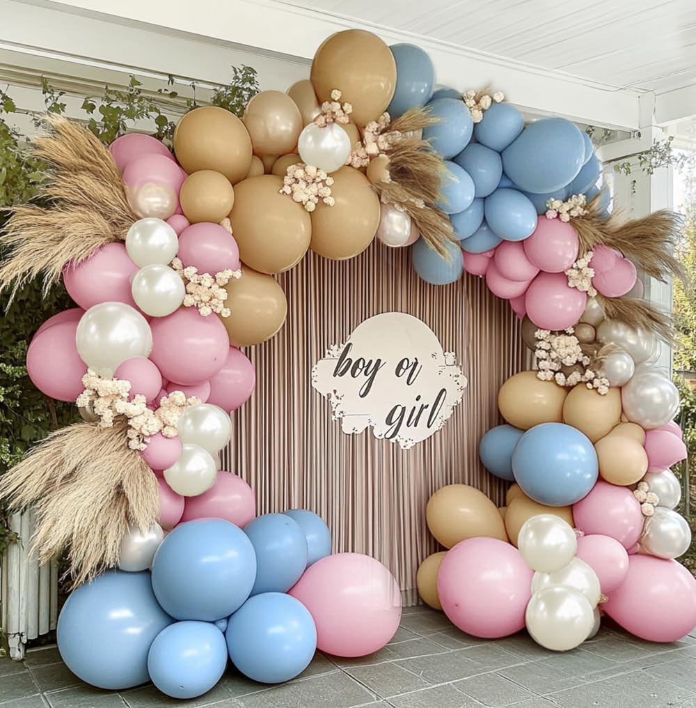 Blue Green Brown Balloon Garland Double Stuffed Dusty Blue Sage Green Balloons Olive White Sand Latex Balloon Arch Kit for Bear Baby Shower Birthday Woodland Wild One Party Decorations