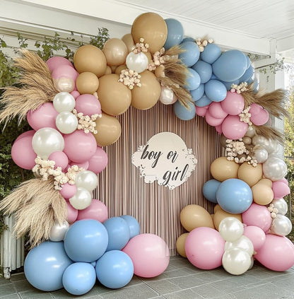 Blue Green Brown Balloon Garland Double Stuffed Dusty Blue Sage Green Balloons Olive White Sand Latex Balloon Arch Kit for Bear Baby Shower Birthday Woodland Wild One Party Decorations