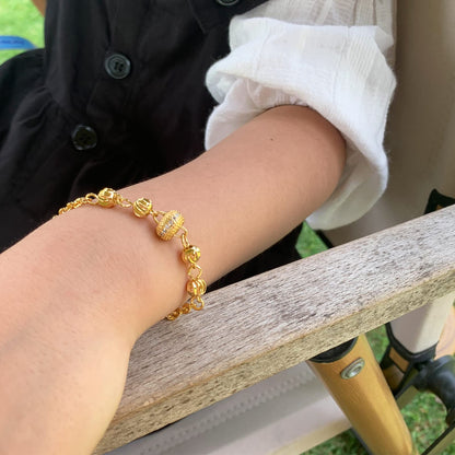 Ethlyn Baby Bracelets for girls 18K Gold Plated Beads Bracelets Bells Baby Girls Birthday Gifts