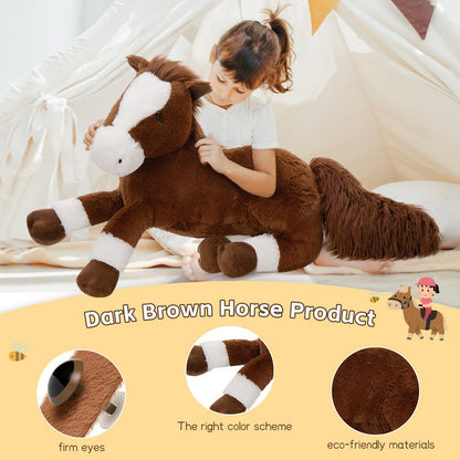 Tezituor 47 Inch Giant Horse Stuffed Animal, 4ft Realistic Chocolate Stuffed Horse Plush Toy, Hugging Soft Horse Pony Plush Pillow for Boys Girls,