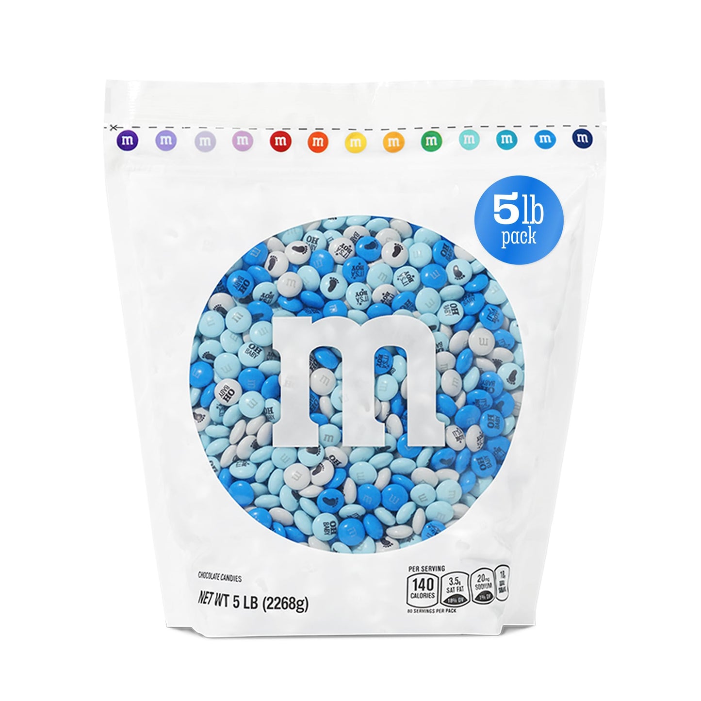 M&M'S World It's A Boy Milk Chocolate Candy 2lb Bag with White and Blue M&M'S for Baby Boy Showers Gender Reveal Parties and Baby Celebration Favors