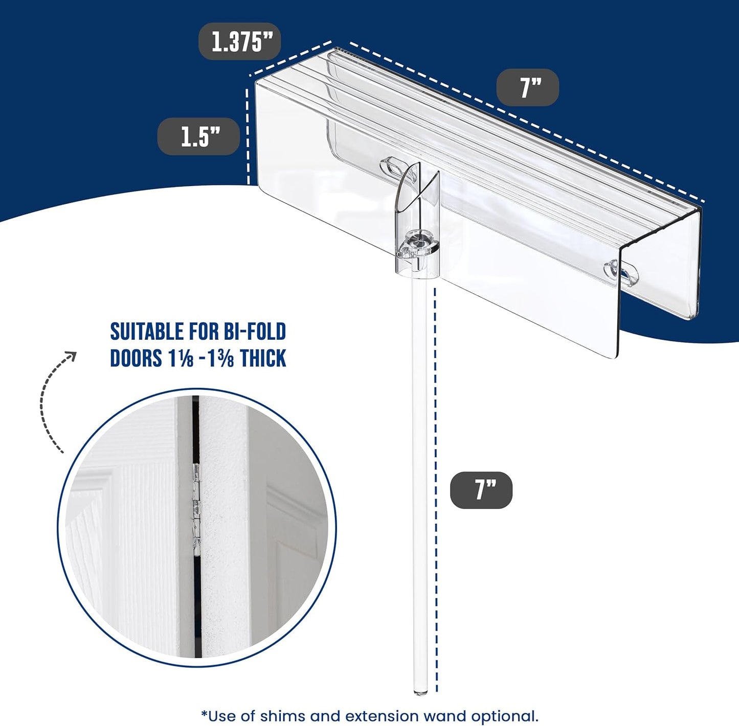 (2- Pack) - Safety Innovations Bi-fold Door Lock - Closet Protection Child and Pet Proof Bi-fold Door Lock - Tool-Free Installation - Unbreakable Clear Polycarbonate - for 1 3/8" Thick Wood Doors