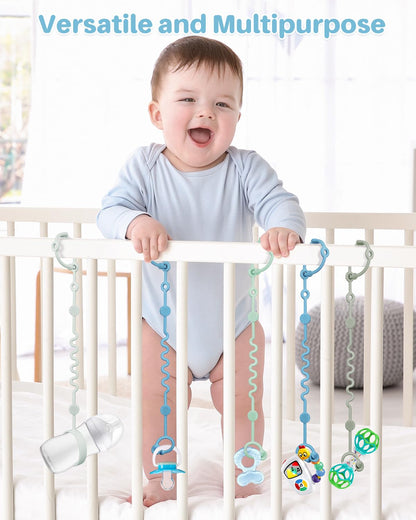 Toy Straps for Baby, 5pcs Adjustable Toy Holder for Stroller Accessories, Silicone Baby Tether Pacifier Clip, No Throw Baby Travel Essential Leash for High Chair, Car Seat (Gril-5 Pack)