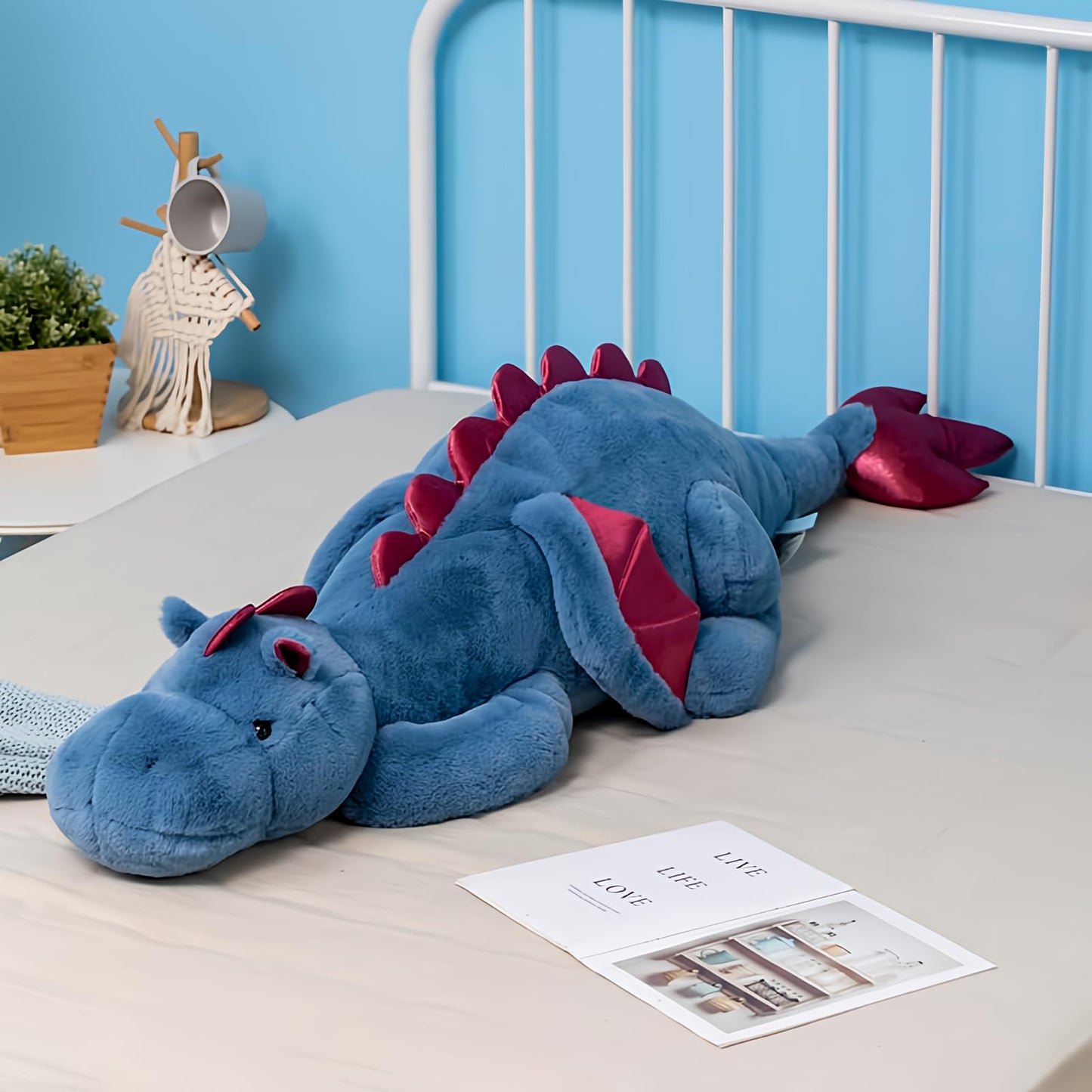 43.3Inches 7Lbs Blue Weighted Dragon Stuffed Animal, Large Blue Weighted Dragon Plush Toy for Kids and Adults(2025 Update Version)