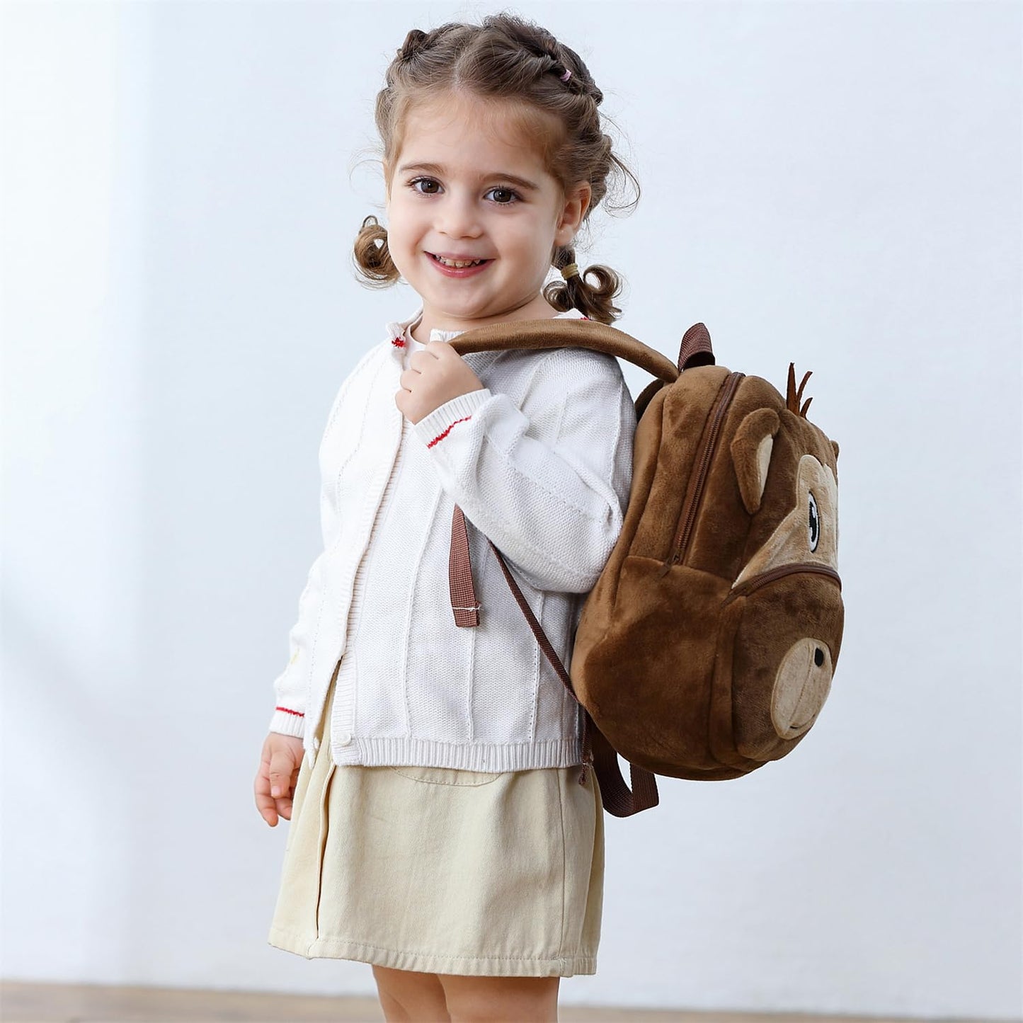 Cute Plush Toddler Backpacks Mini Brown Owl Backpack for Kids Real Littles Backpack for Boy Girl