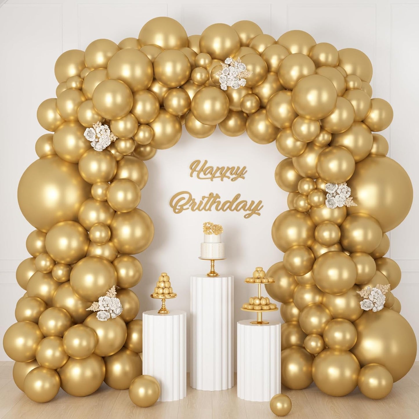 Ouddy Life 157 Pcs Boho Dusty Pink Balloons Arch Garland Kit, Blush Neutral Pink Sand White Metallic Gold Different Size Balloon for Girls Baby Shower Birthday Wedding Gender Reveal Party Decorations