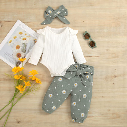 Mubineo Baby Girl Clothes Outfits Cute Flower Romper Daisy Pant Fall Winter Newborn Outfit Sets