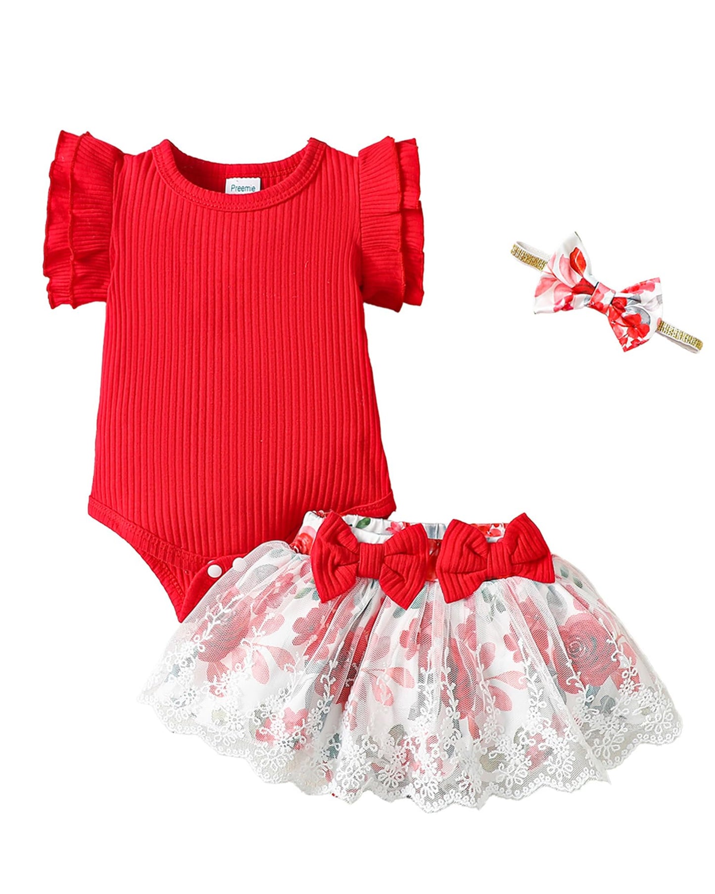 Mioglrie Preemie Clothes Girl Newborn Girl Outfits Infant Baby Girl Clothes Summer Romper Dress Shorts Set