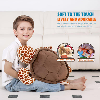28 inch Big Green Sea Turtle Stuffed Animals Giant Soft Plush Toys, Large Ocean Turtle Plushies Body Pillow, Gifts for Kid Boys, Girls, Girlfriend, Birthday, Easter