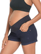 HOFISH Women's Maternity Jeans Shorts Over The Belly Stretchy Comfy Denim Shorts Pants Casual Workout Pregnancy Shorts