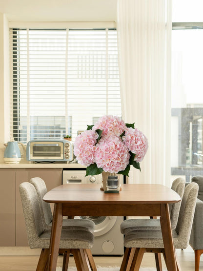 4 Pcs Pink Hydrangeas Artificial Flowers, 20 inches Large Lifelike Fake Silk Flowers, Faux Hydrangeas Flowers for Wedding Home Party Decor Baby Shower Table Centerpiece