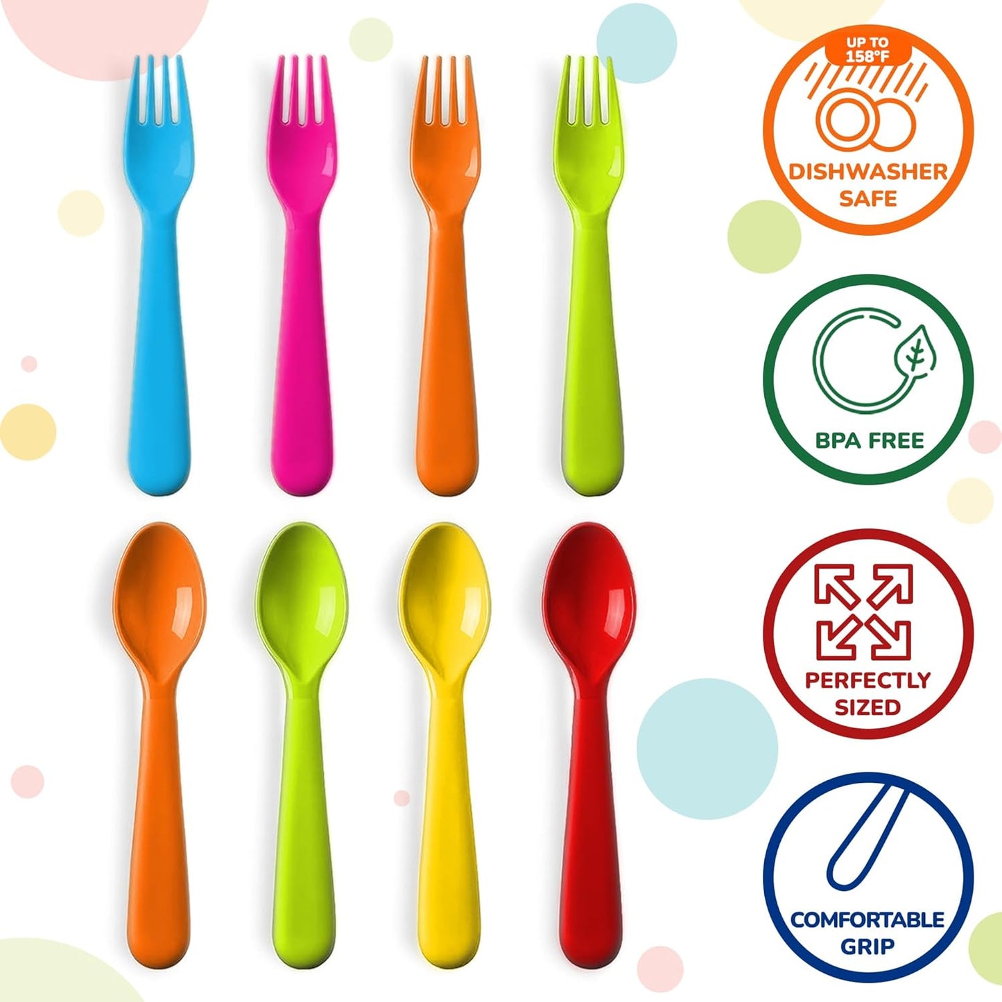 Plastic Toddler Utensils Set of 12 Kids Utensils Forks and Spoons - BPA FREE/Dishwasher Safe Toddlers Silverware Set Brightly Colored Children's Safe Flatware Cutlery Set