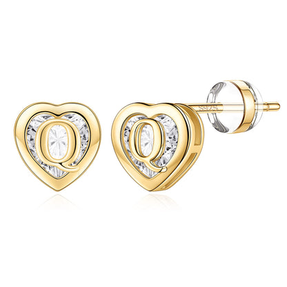 IEFWELL Heart Stud Earrings for Girls Women, S925 Sterling Silver Studs Hypoallergenic Earrings CZ Heart Earrings Initial Earrings for Teen Girls Kids Jewelry for Girls Gifts