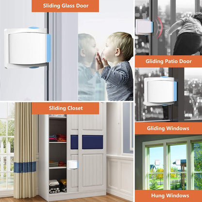 Sliding Glass Door Child Lock - OKEFAN 4 Pack Baby Safety Slide Window Locks for Kids Proof Patio Closet Doors No Drilling Tools Needed (Coffee)