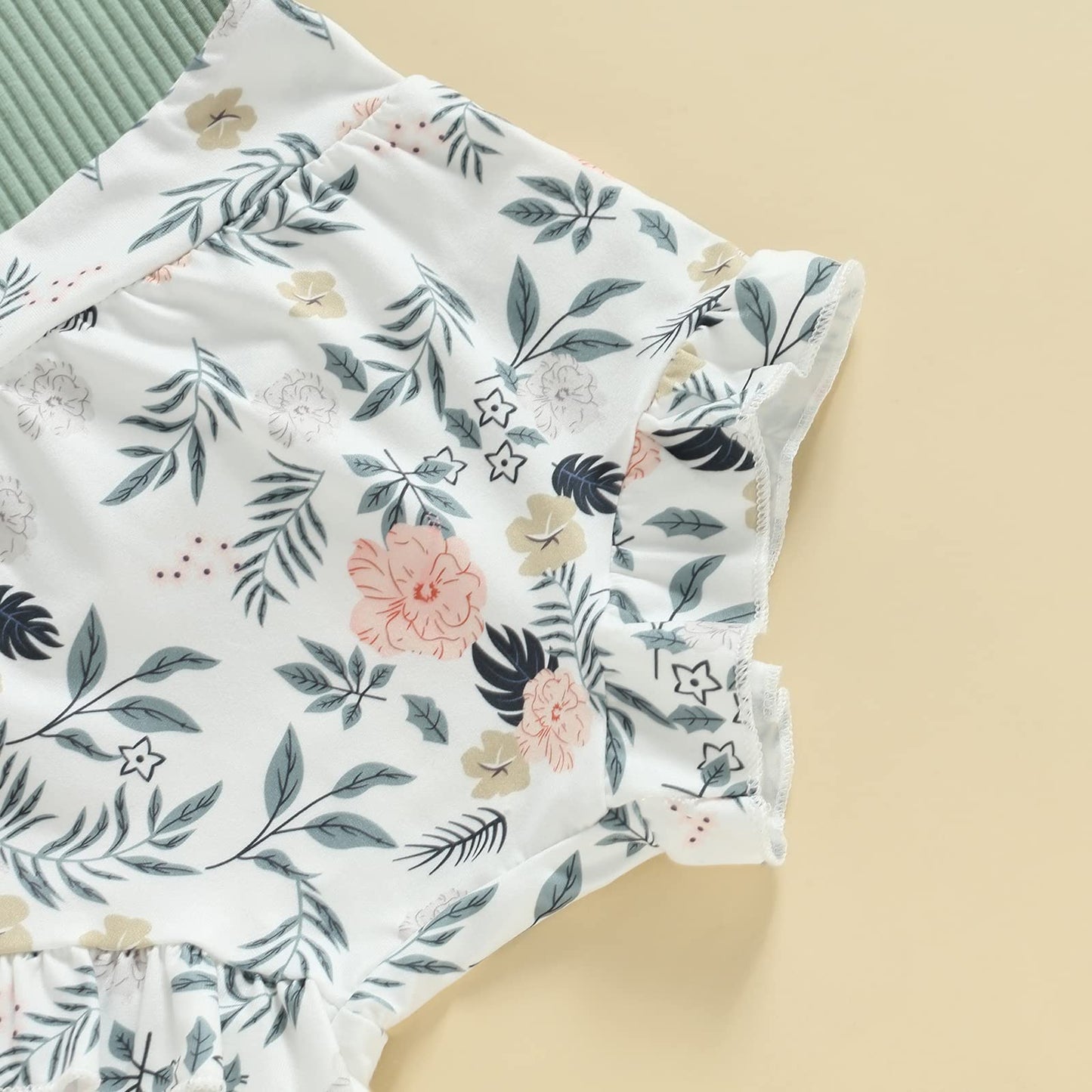 Murnouche Newborn Baby Girl Summer Clothes Sleeveless Floral Top Ribbed Shorts Boho Outfit Set