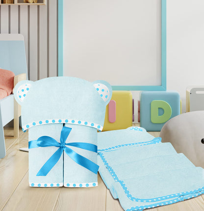 Set of 2 Hooded Baby Towels – White and Grey – Luxurious, Large and Super Absorbent – 30 x 30 Inch – Soft and Suitable for Infants, Toddlers and Kids – 400 GSM