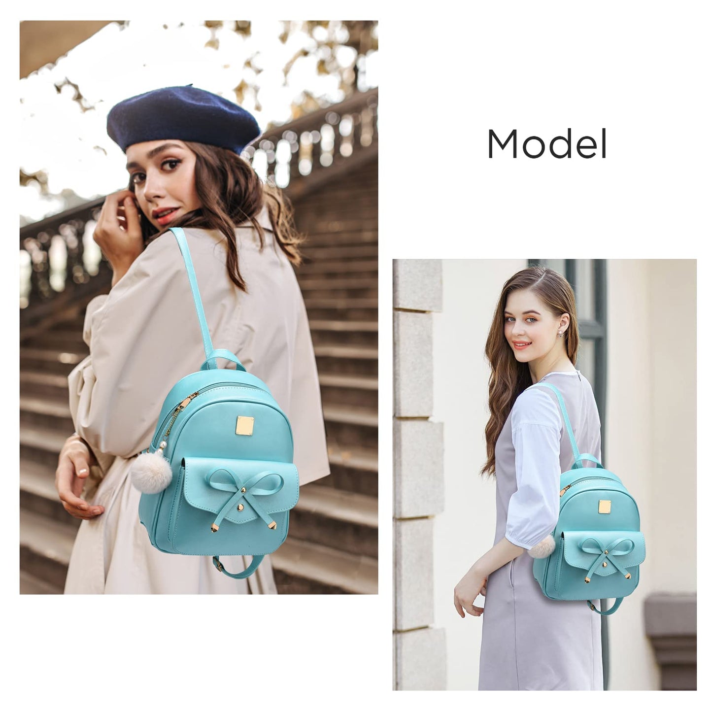 I IHAYNER Girls Bowknot 3-Pieces Fahsion Leather Backpack Backpack Purse for Women Rucksack for Ladies Shoulder Bag