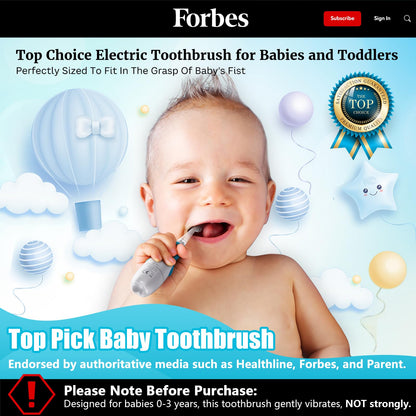 DADA-TECH Toddler Electric Toothbrush Kids Age 1-2-3 Years Old, Baby Electric Toothbrush with LED Light 2 Minutes Timer 4 Vibrating Heads for Infants Toothbrush 6 to 12 Months and Up (Pink Penguin)
