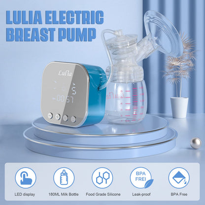 Lulia Double Electric Breast Pump Strong Suction, Portable Breast Pump Electric Breastfeeding Pump, Rechargeable Milk Pump with 4 Modes & 9 Levels, Low Noise, Anti-Backflow & LED Display, 24mm Flange