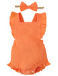 Fullfamous Baby Girl Ruffled Jumpsuit and Headband Set
