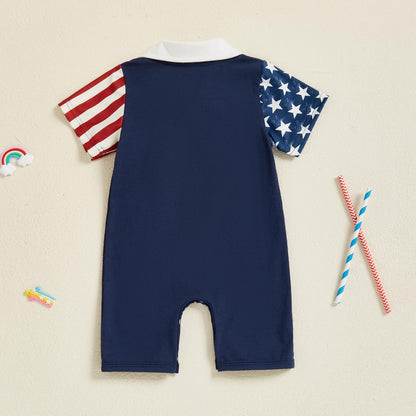 Baby Boy Rompers Half Button-up Jumpsuit Short Sleeve Bodysuit Summer Clothes
