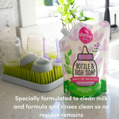 Dapple Baby Bottle Soap, Hypoallergenic Dish Soap for Baby Bottles, Powered by Plants, Travel Size, Fragrance Free, 3 Fl Oz (Pack of 2)