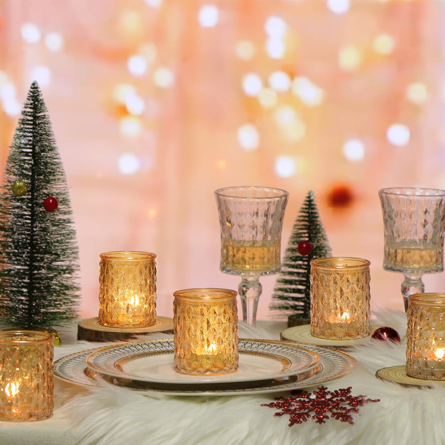 24pcs Pink Votive Candle Holders, Girl Baby Shower Decorations, Tealight Candle Holder for Valentine's Day, Wedding, Brithday Party, Table Centerpiece