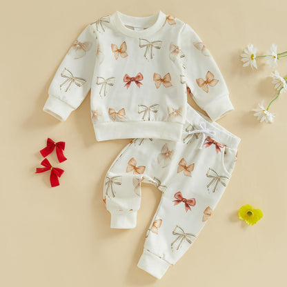 Mubineo Toddler Baby Girl Clothes Cute Long Sleeve Sweatshirt Sweatpant Outfits Fall Winter Tops Pant Outfit Sweatsuit