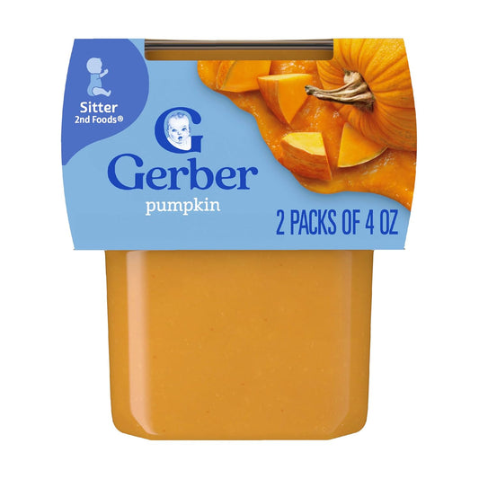 Gerber Stage 2 Baby Food, Pumpkin Puree Tubs, No Artificial Colors or Flavors, Baby Puree, 2-Pack