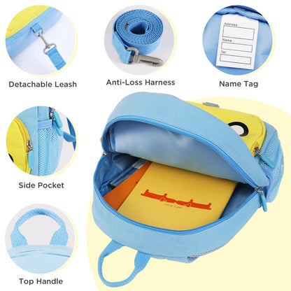 GAGAKU Toddler Backpack with Leash - Mini Kids Backpacks for Boys 2-5 Years Child Safety Backpack 3D Cartoon Animal Anti-Lost Preschool Bags - Blue