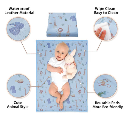 Vegan Leather Baby Changing Mat - Wipeable Portable Changing Pad, Foldable Travel Changing Mat for Baby, Newborns Toddlers Shower Gifts (Flower,20"*28")