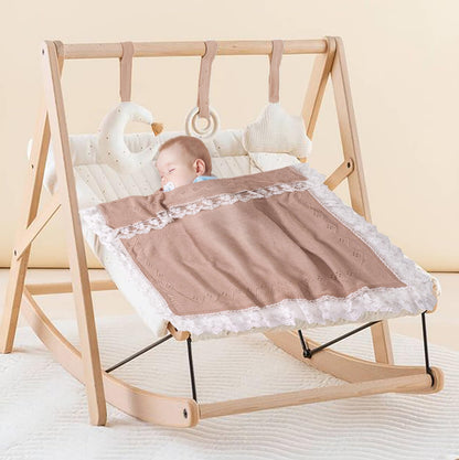 Booulfi Knit White Baby Blankets Neutral,Crib Stroller Newborn Blankets for Boys Girls,Cotton Lace Crochet Winter Blanket Nursery Blanket New Baby Essentials, 38X39