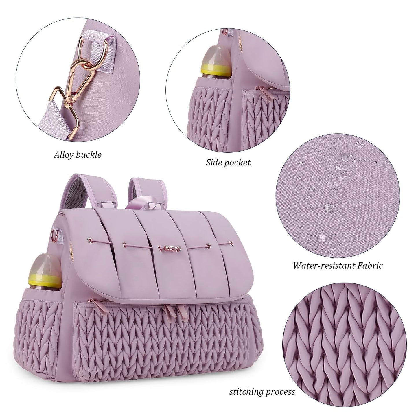 Lmbabter Diaper Bag Backpack Convertible Messenger Bag Travel Backpack Maternity Bags Stylish Baby Bag with Changing Pad for Mom (Brown)