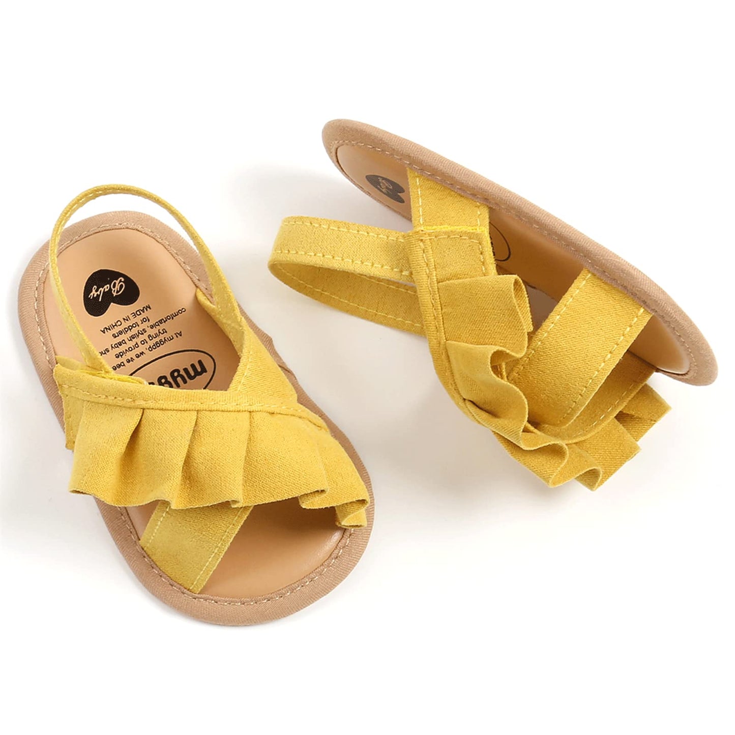 CoKate Baby Girls Sandals Ruffle Bowknot Premium Soft Sole Anti-Slip Open Toe Breathable Summer Outdoor First Walker Shoes Baby Sandals 0-3 months girls