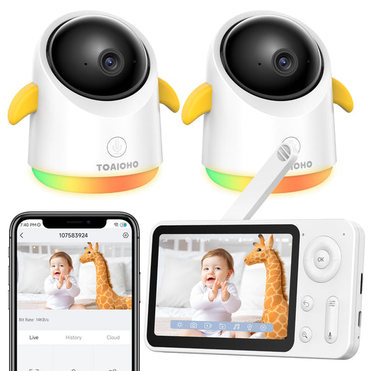 Baby Monitor with Camera and Audio WiFi/No WiFi: Baby Monitor WiFi Smartphone APP Control NightVision 4.3' Screen Smart Video Baby Monitor with Remote PTZ 2-Way Talk Motion & Cry Alert(Only 2.4G WiFi)