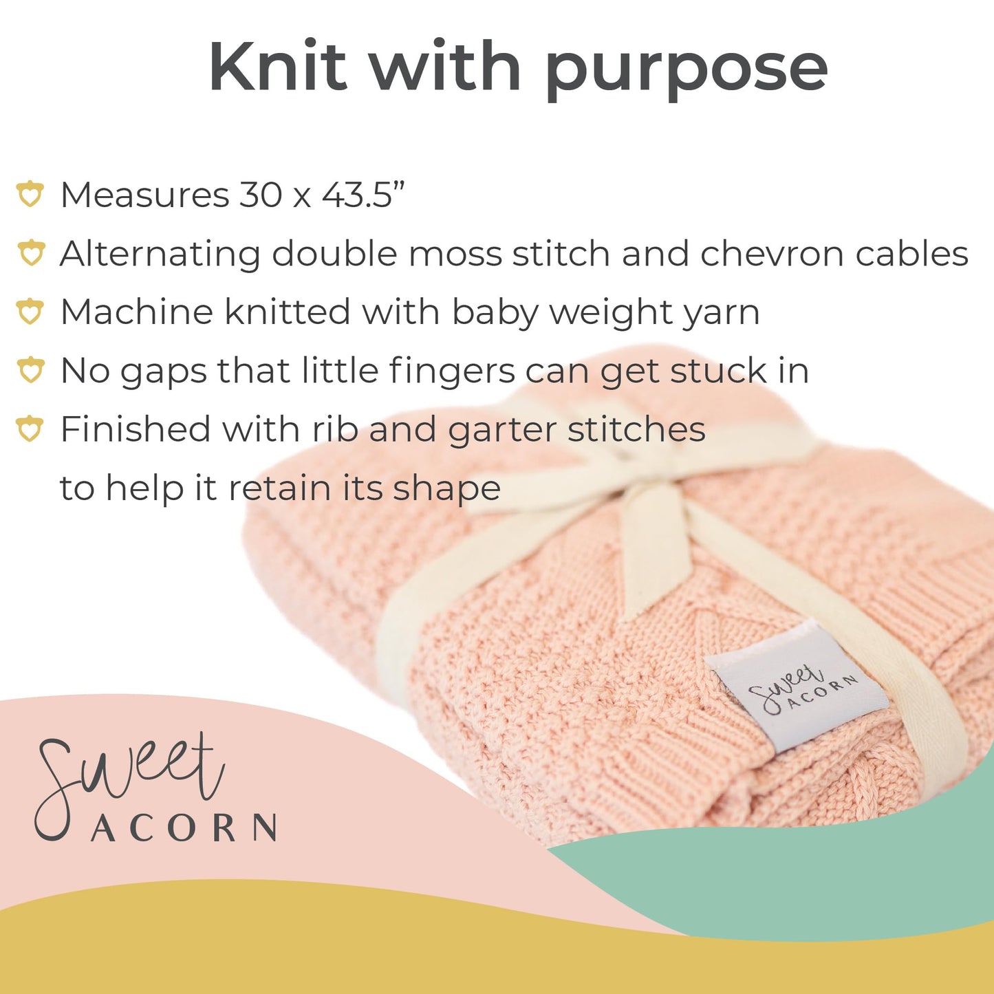 Knit Baby Blanket in Elegant Pattern, Organic Cotton Blankets for Crib or Stroller, Receiving Blankets - Salt White